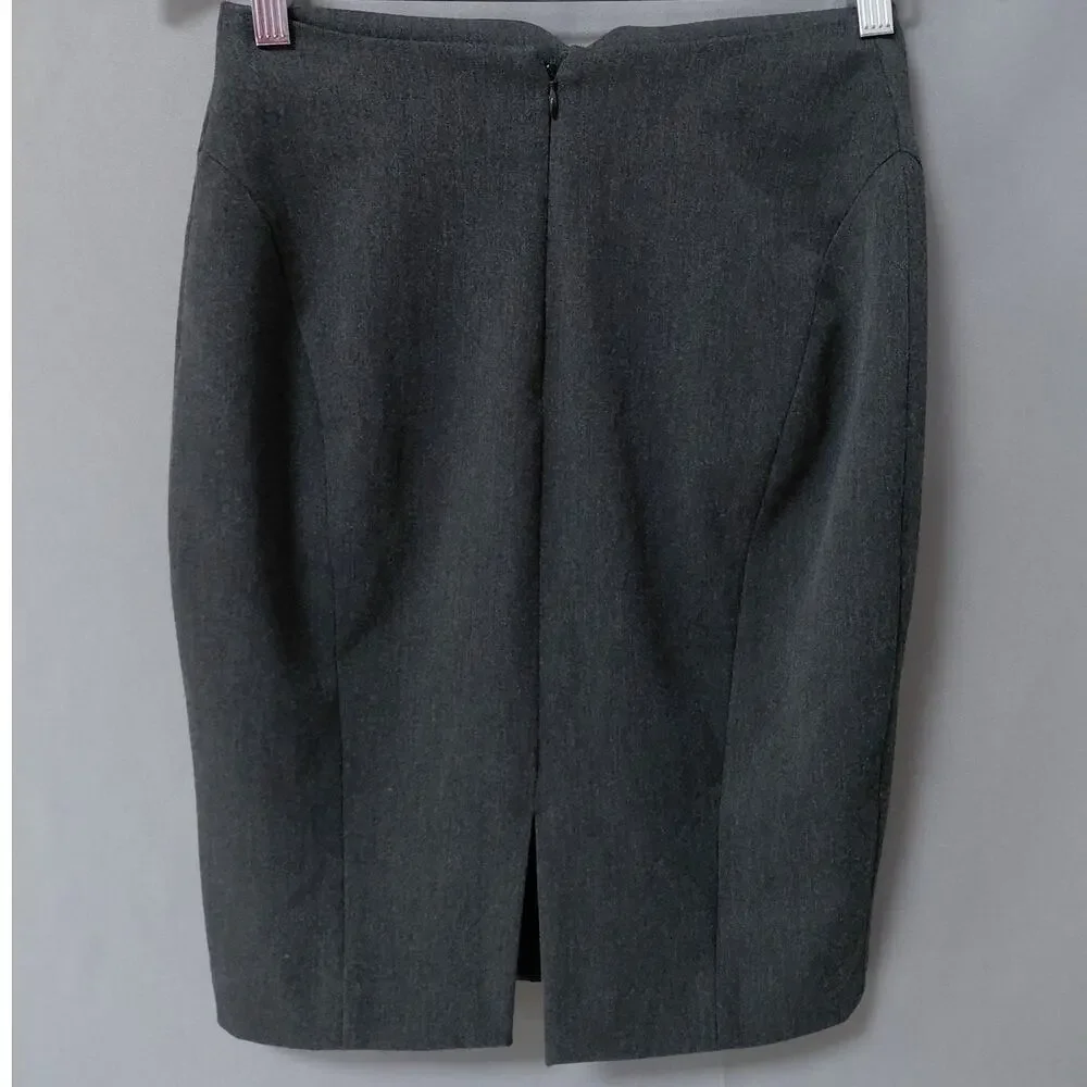 Express Polyester Blend Gray Pencil Knee Length Skirt Women Size 00
